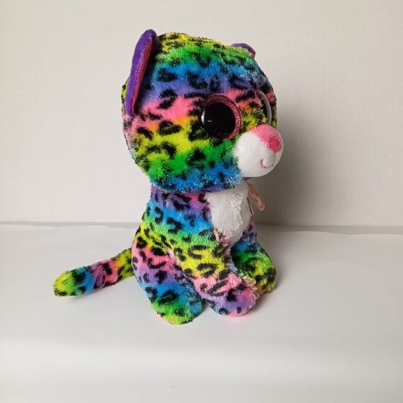 NEW Ty Beanie Boo DOTTY the Rainbow Leopard Medium 9” Plush With Tags - Picture 3 of 9